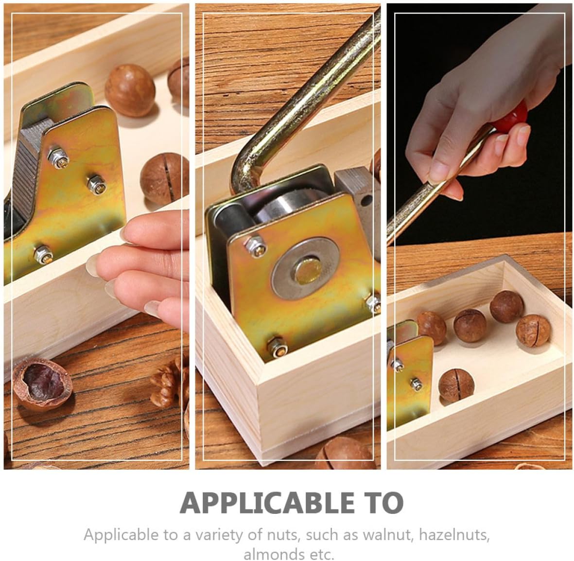 Mechanical Walnut Opener and Nutcracker Tool, Portable Stainless Steel Nut Clamps for Home Use, Specialty Walnut Shelling Gadget for Macadamia, Hazelnuts, and Pecans