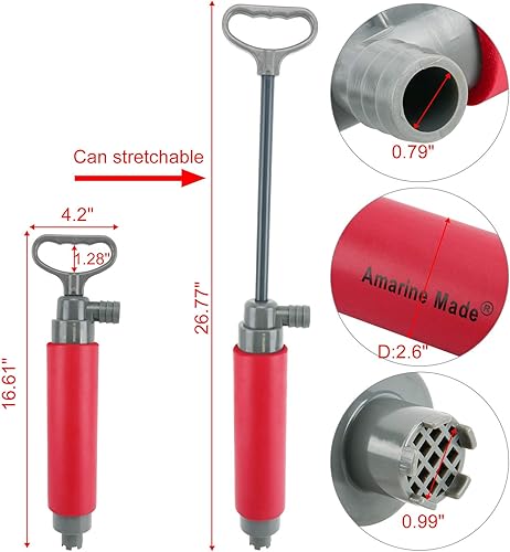 Miniatura 2 de Amarine Made Bomba de sentina de kayak Bomba de mano Bomba de sentina manual flotante para rescate de kayak (A)