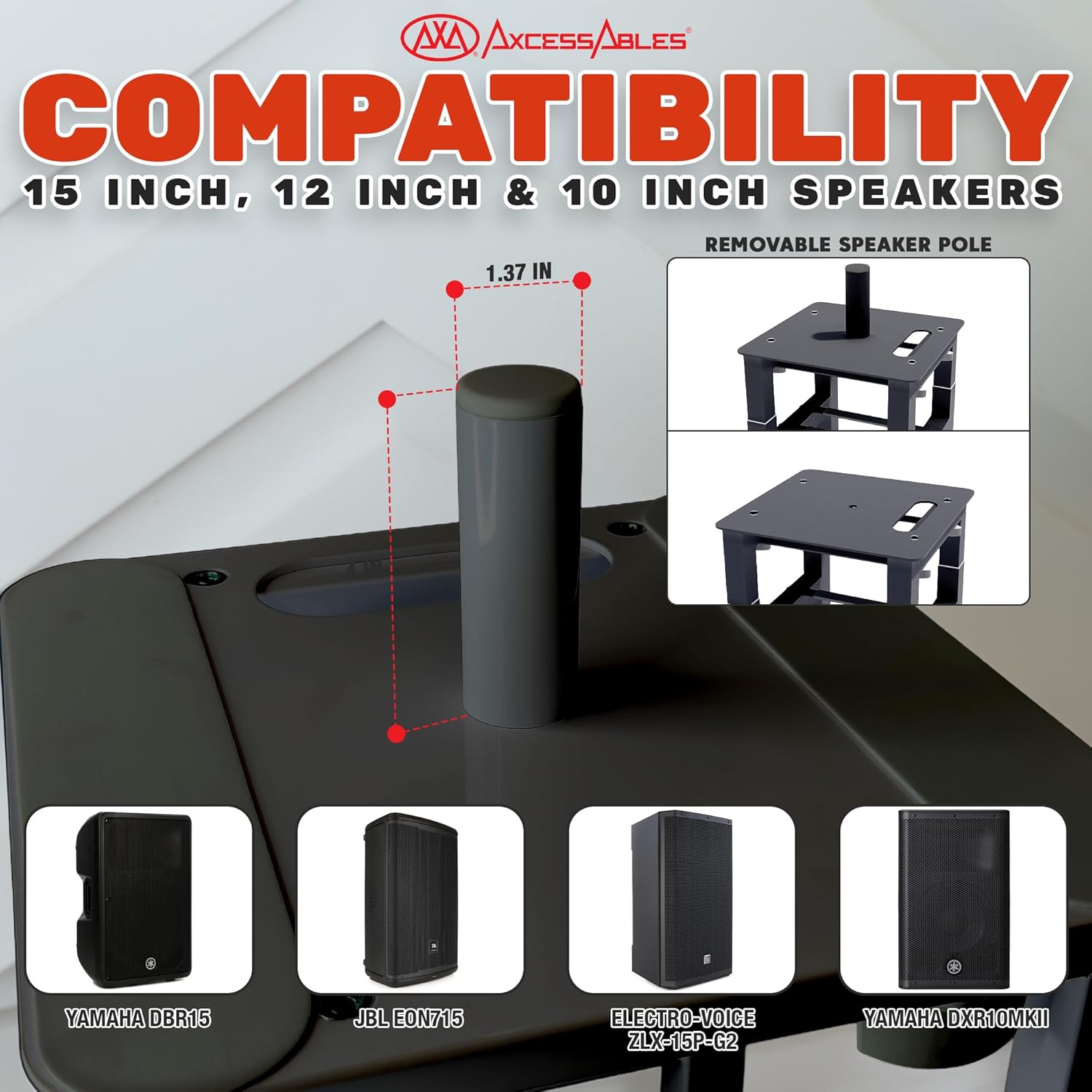 AxcessAble Two (2) Moving Head Light Black Stands with White/Black Scrims, Portable DJ Lighting or Speaker Column Stands with Carrying Bag and EVA Pads – Adjustable Height Up to 70.5" (2-Stand Pack)