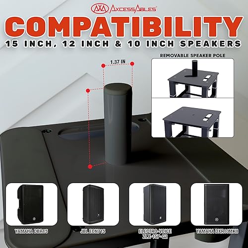 Miniatura 6 de AxcessAble - Dos (2) soportes negros para luz de cabeza móvil con Scrims blanco/negro, iluminación portátil de DJ o soportes de columna de altavoz