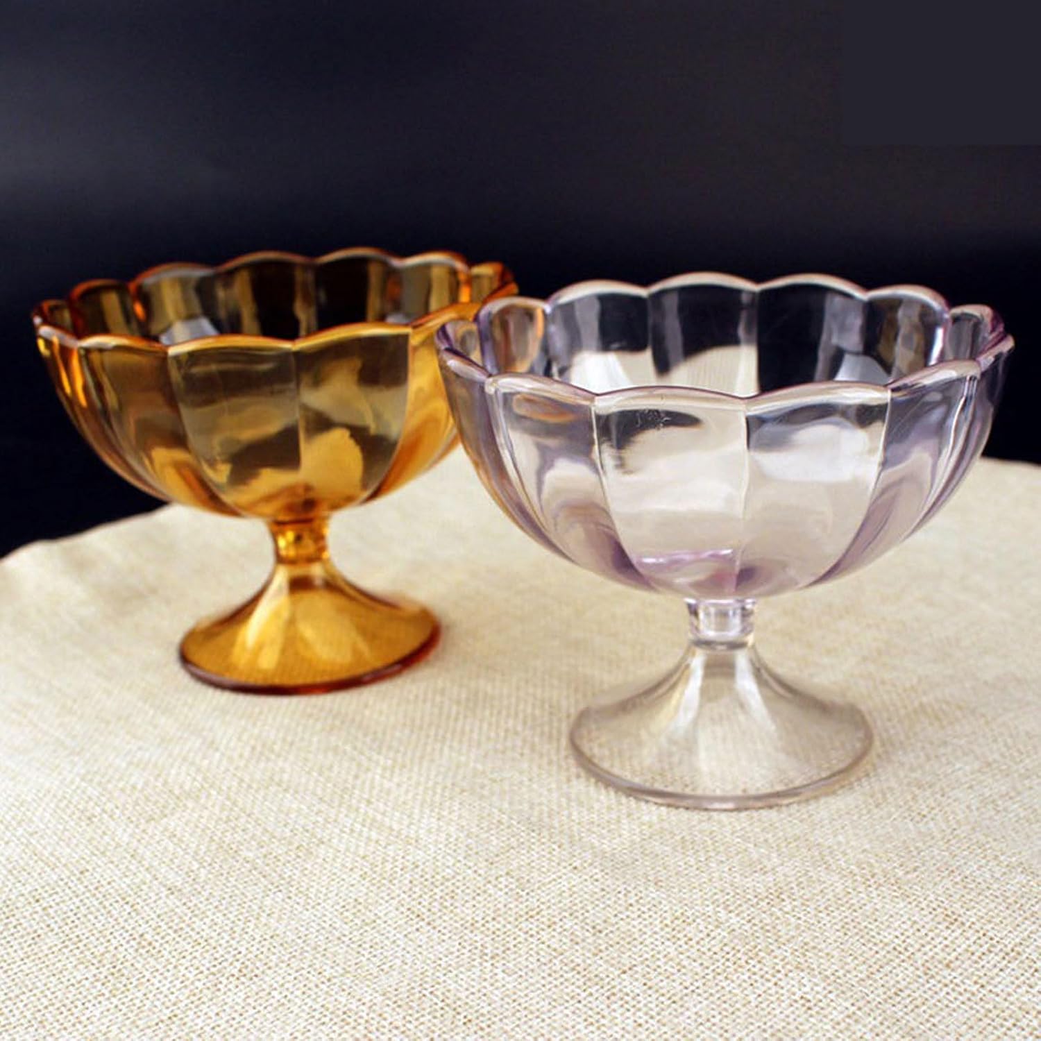 Ice Cream Bowl with Spoon, 3 Size Ice Cream Cup, Petal Shape Dessert Bowl