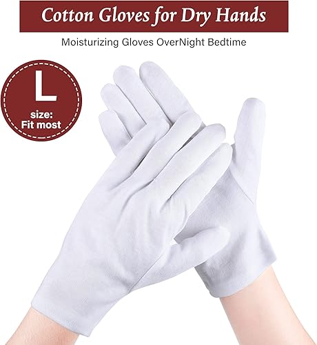 Miniatura 4 de Geyoga Juego de calcetines y guantes hidratantes, 6 pares de calcetines de spa y 6 pares de guantes blancos para manos y pies secos y agrietados,