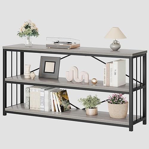 Miniatura 43 de LVB Mesa consola negra, mesa de entrada moderna para pasillo sala de estar, mesa de sofá industrial detrás del sofá, mesa de entrada de metal de