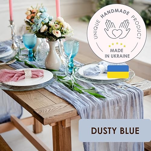 Miniatura 2 de Magic Moment - Camino de mesa de gasa estilo rústico y bohemio, de 160 pulgadas, largo, para decoración de mesa de Navidad, boda o cena romántica,