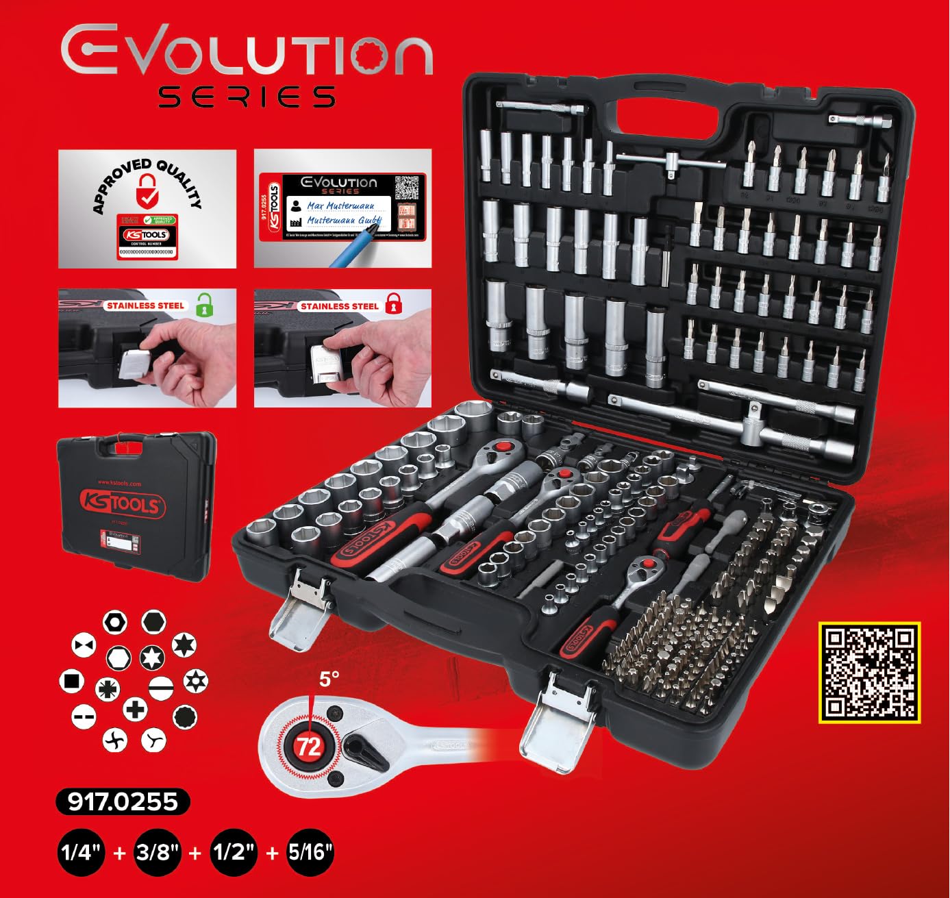 KS TOOLS Hammerstiel 142.5305 - Hickory Ersatzstiel 260mm