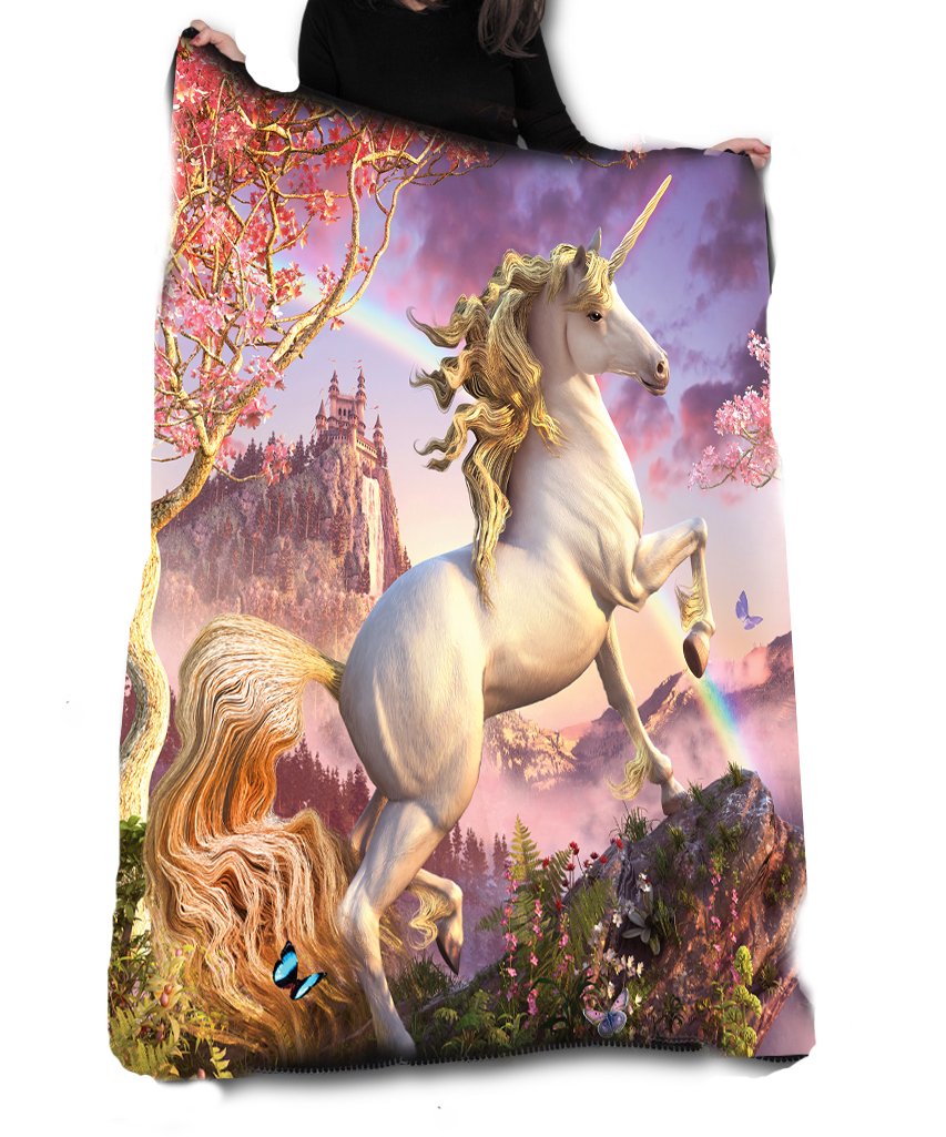 Wild Star Hearts - Awesome Unicorn - Unicorn Fleece Blanket/Throw/Tapestry Young Girl Gift, Girly Gift