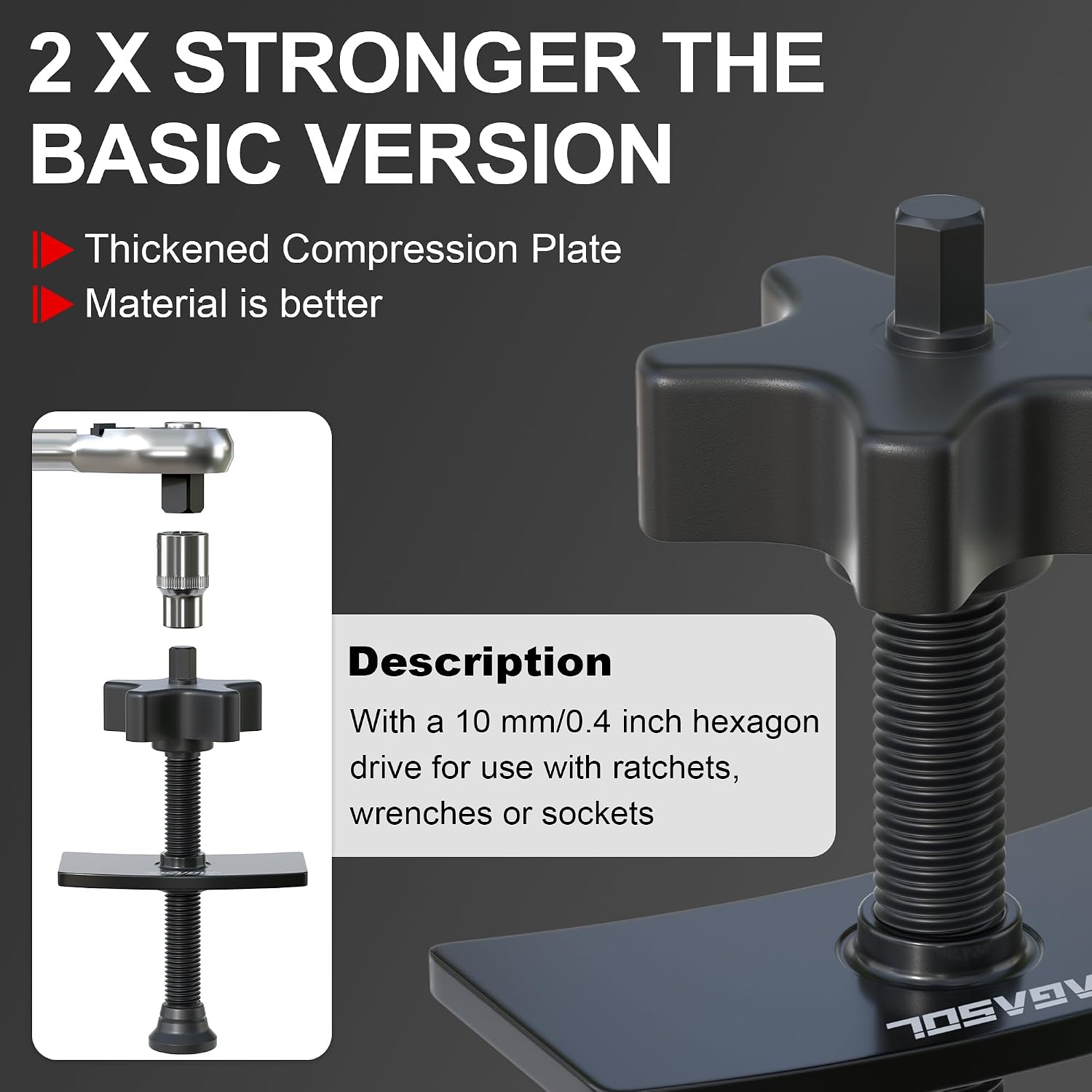 JAGASOL Heavy Duty Brake Pad Spreader, Disc Brake Pad Tool, Universal Brake Caliper Compression Tool, Caliper Piston Compressor Tool with Swivel Joint, Solid Steel for Cars and Light Trucks