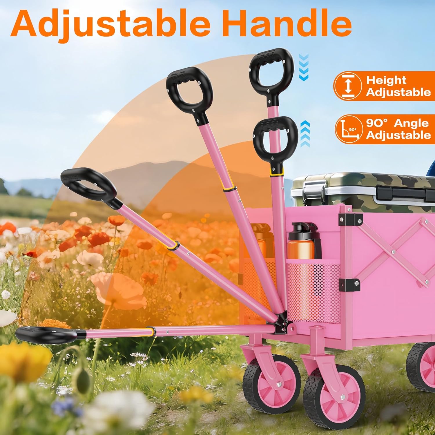 Wagons Carts Foldable, 360LBS Folding Utility Heavy Duty Wagon Cart with Wheels, 100L Portable Utility Outdoor Wagon for Shopping, Beach, Camping, Sports, Garden