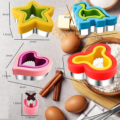 Miniatura 6 de Cortador de sándwiches y sellador para niños, desoxidante de sándwiches de pan grande, 10 unidades, frutas, galletas, verduras, cortadores en forma