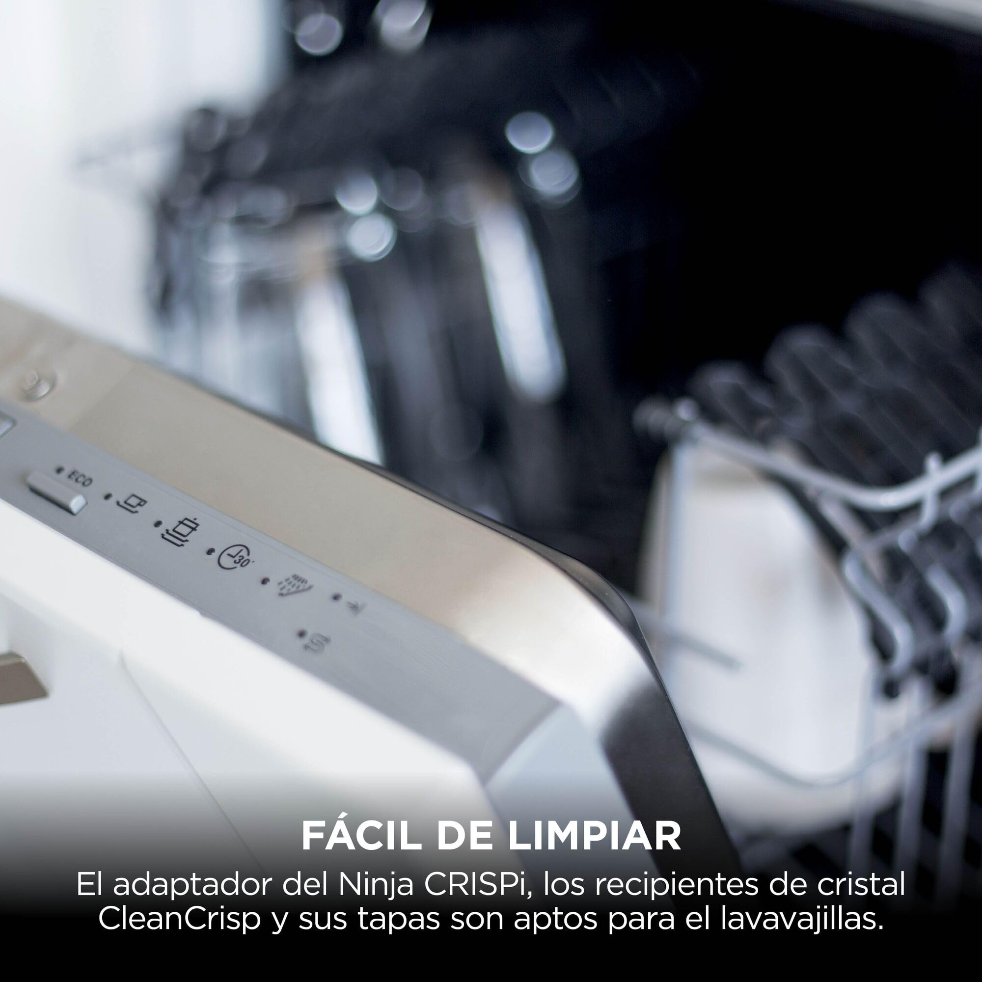 Ninja CRiSpi, Freidora de Aire Portátil, 3,8L y 1,4L, Blanco, FN102EU | 4 en 1: Freír con Aire, Asar, Mantener la Temperatura, Dorar, Compacta, 2 Recipientes de Cristal Extraíbles y Tapas, 1700W
