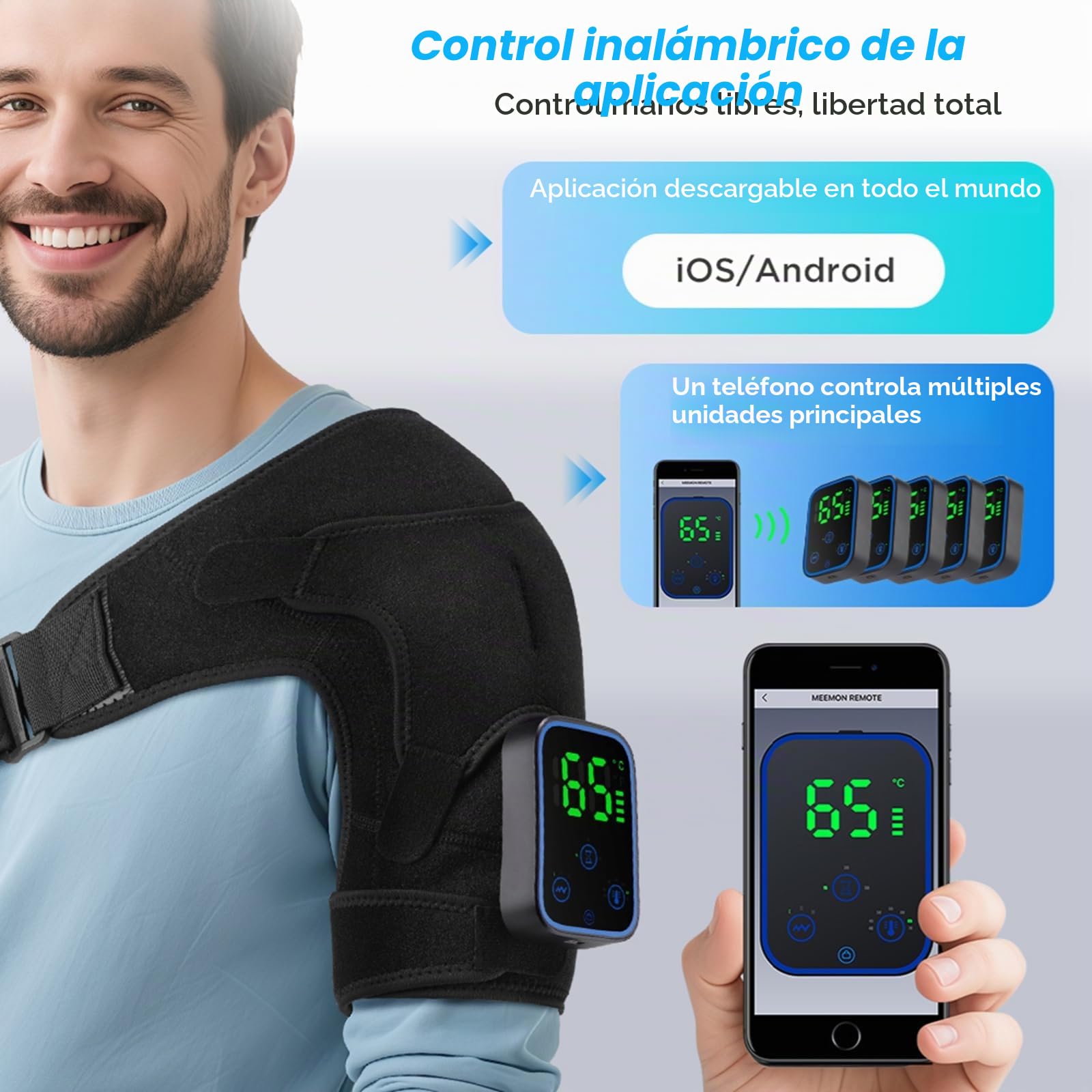 Cojín térmico inalámbrico para cuello y hombros con vibración, 3 ajustes de calefacción, control táctil y masajeador de hombros recargable para dolores de cuello, dolores de hombro, esguinces