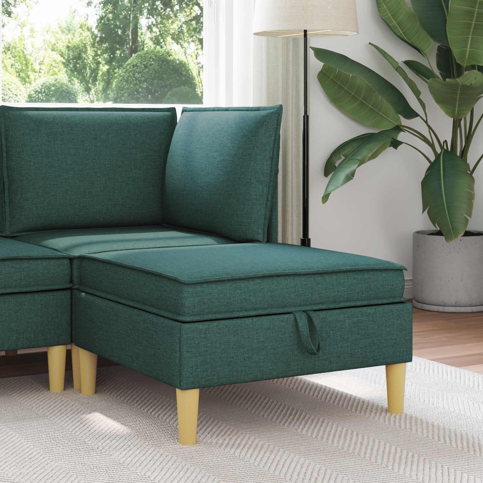 Pouf con vano portaoggetti, in tessuto, quadrato, moderno