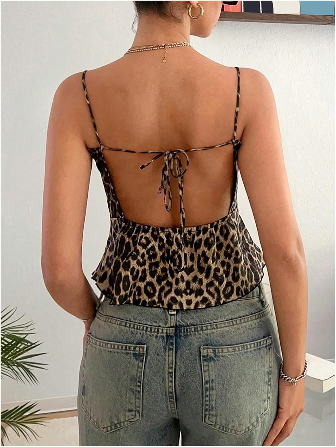 Milumia Women's Y2k Tie Backless Cami Tops Stain Spaghetti Strap Sleeveless Going Out Crop Top - Image 2