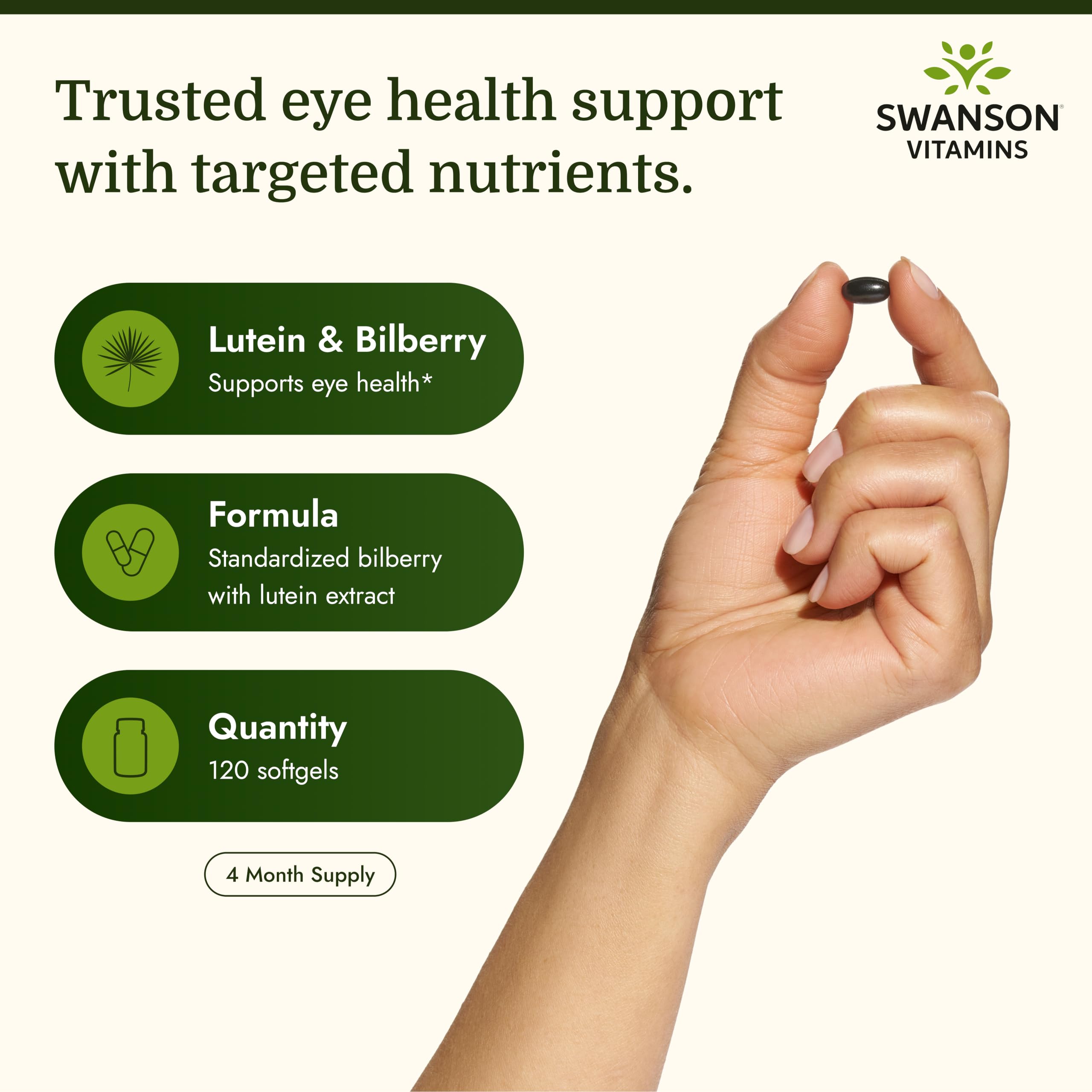 Swanson Standardized Lutein & Bilberry (120 Softgels) — Amazon image 3