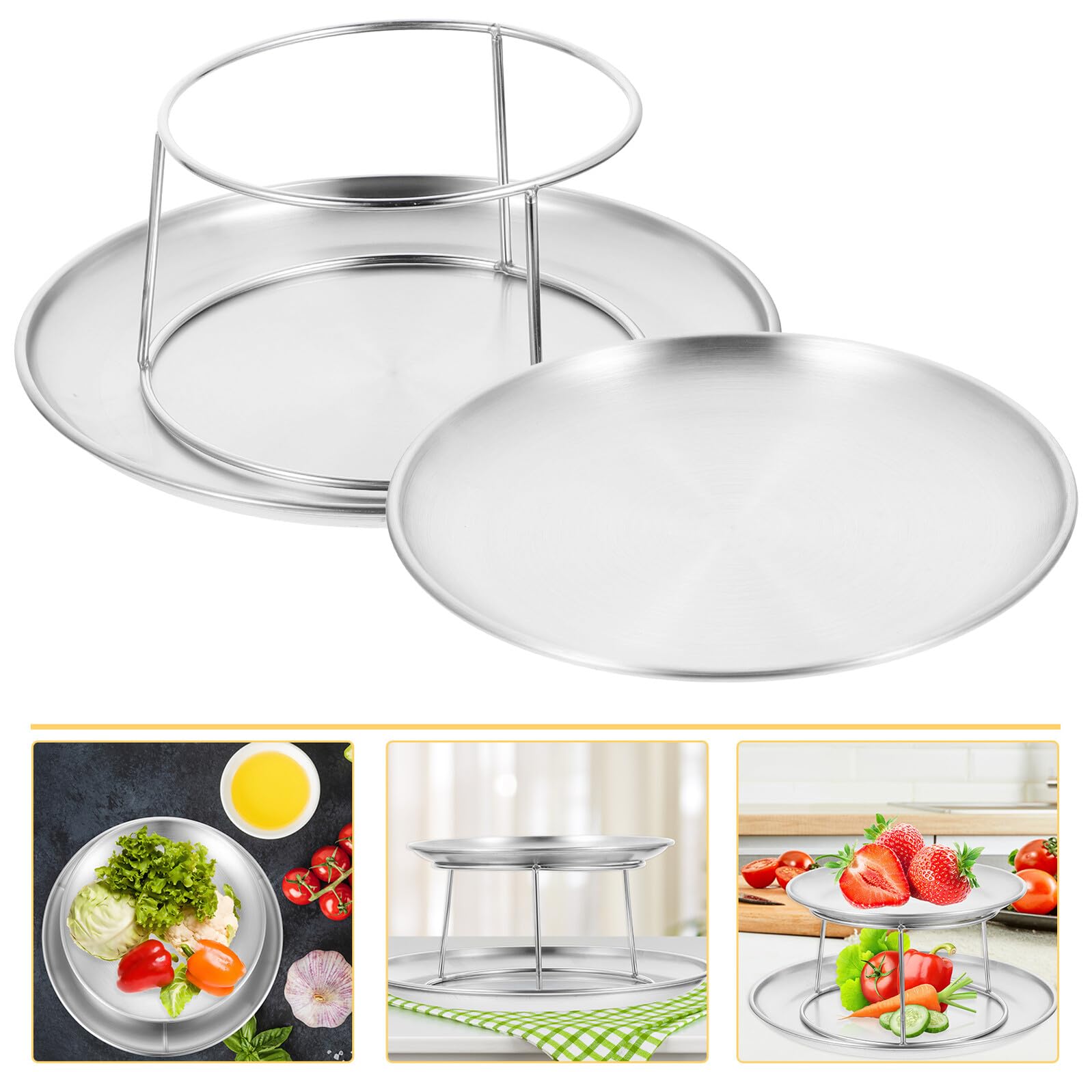 BESPORTBLE Set Vassoi da Portata in Acciaio Inox Resistente per Dolci e Antipasti, Supporto per Cupcake e Dessert Riutilizzabile, per Feste, Matrimoni e Buffet