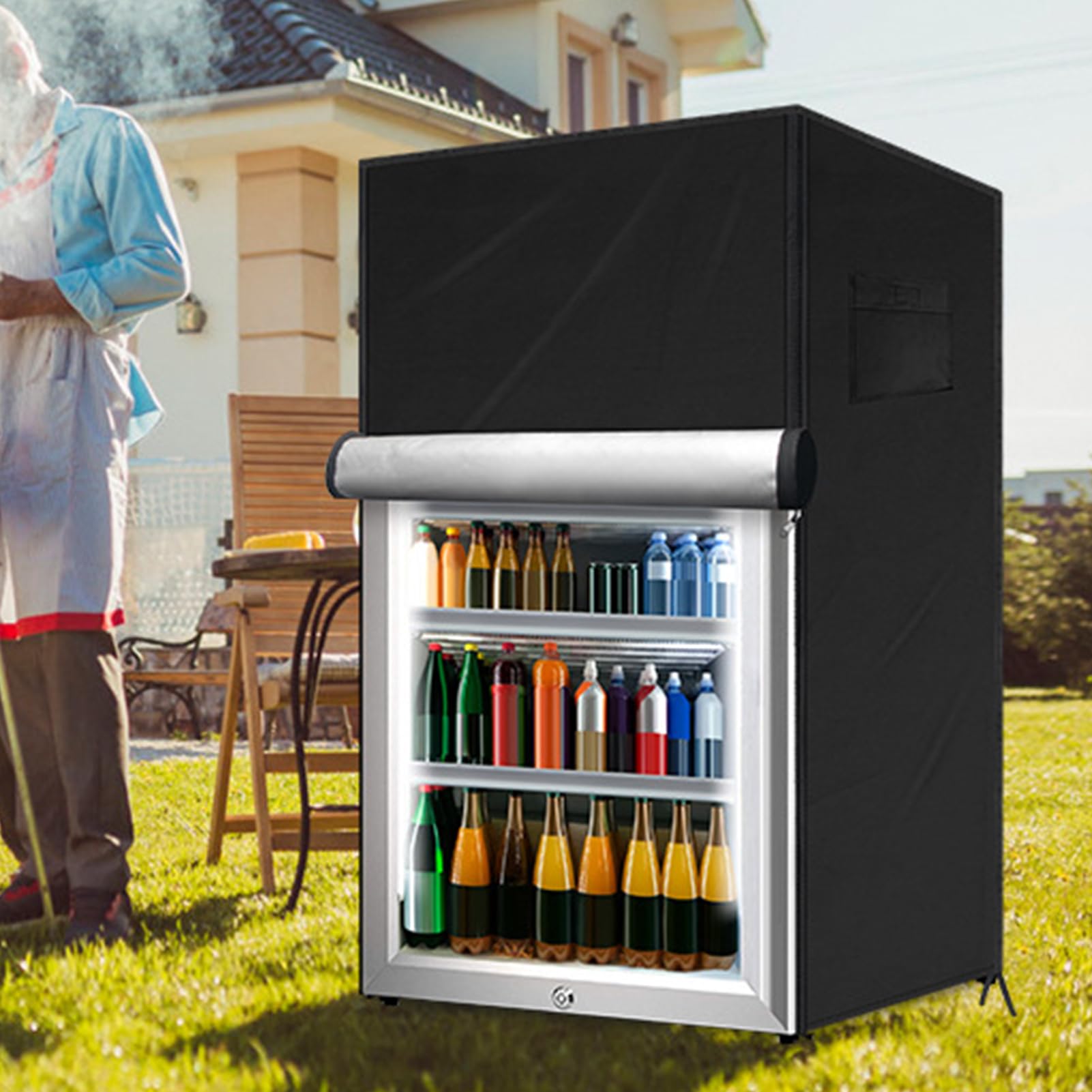 Outdoor Kühlschrank Abdeckung | Schutzabdeckung Für Kühlgeräte,UV Beständige Kühlschrank Hülle Mit Reißverschluss Für Küche Camping Picknick