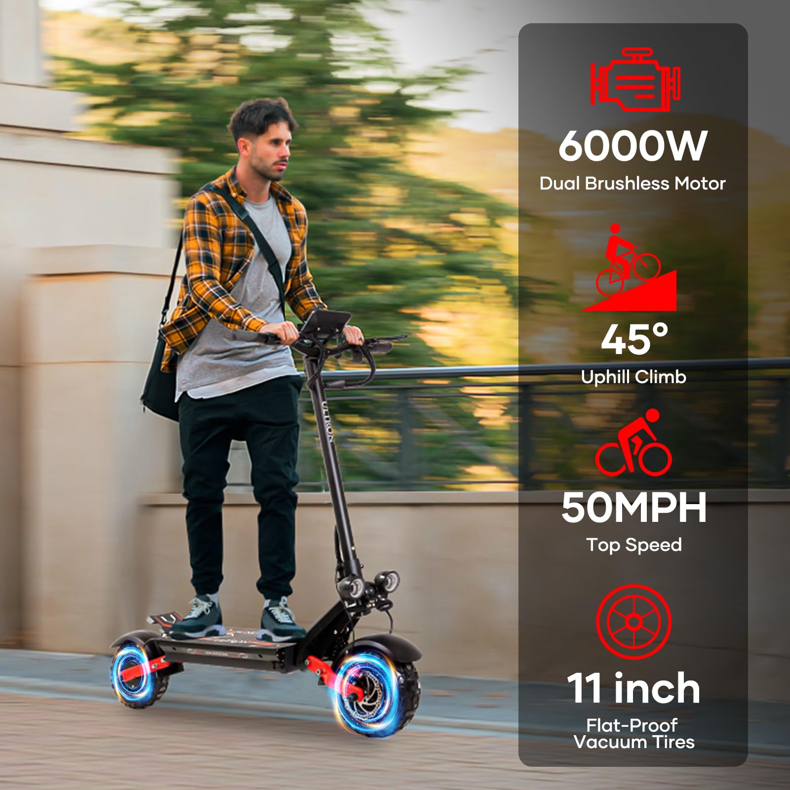 S3 Electric Scooter for Adults, 6000W Dual Motors, 60V 24Ah Battery, Up to 50MPH & 55 Miles, 11