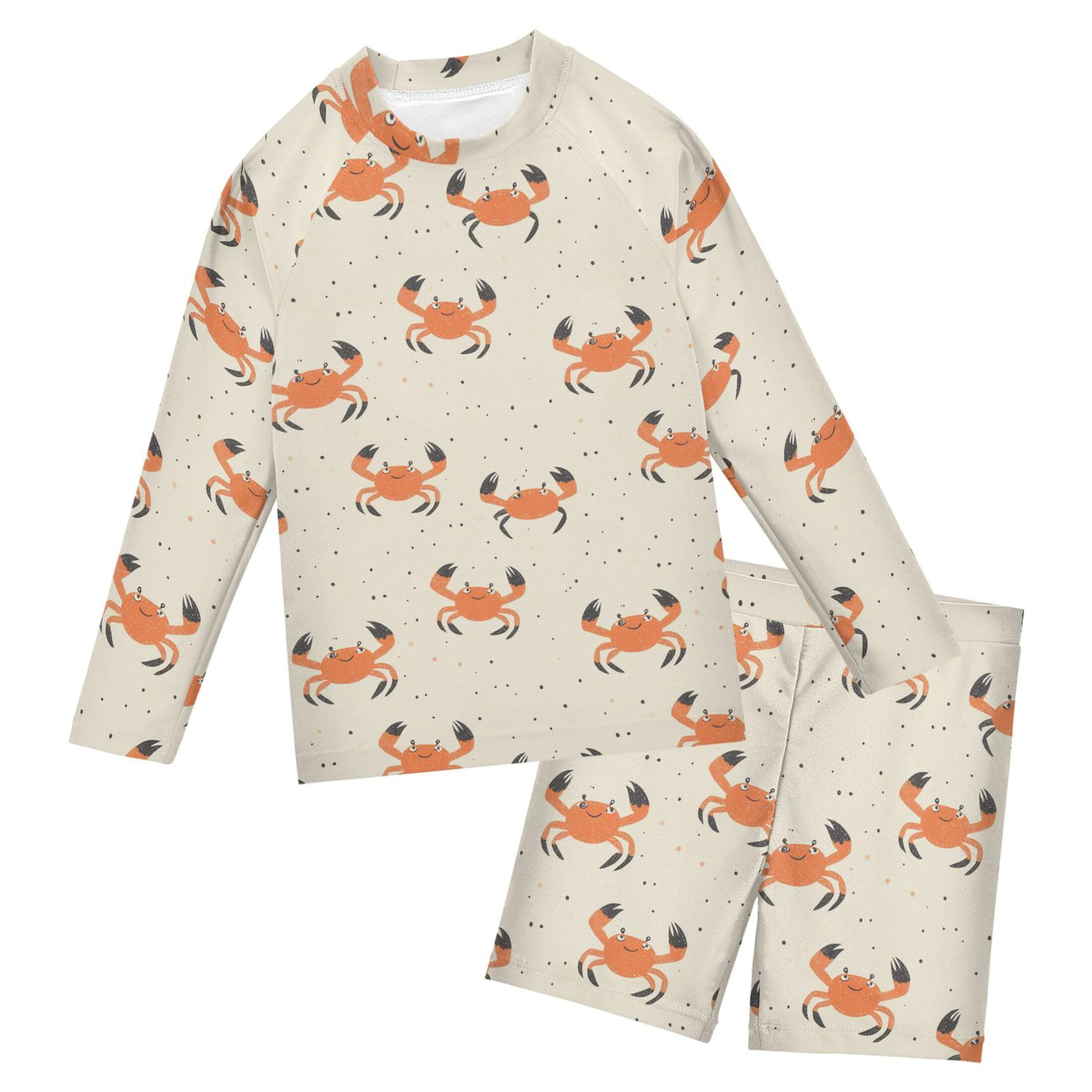 Cute Crab Toddlers and Baby Boys' Swimsuit Trunk and Rashguard Set B0404073