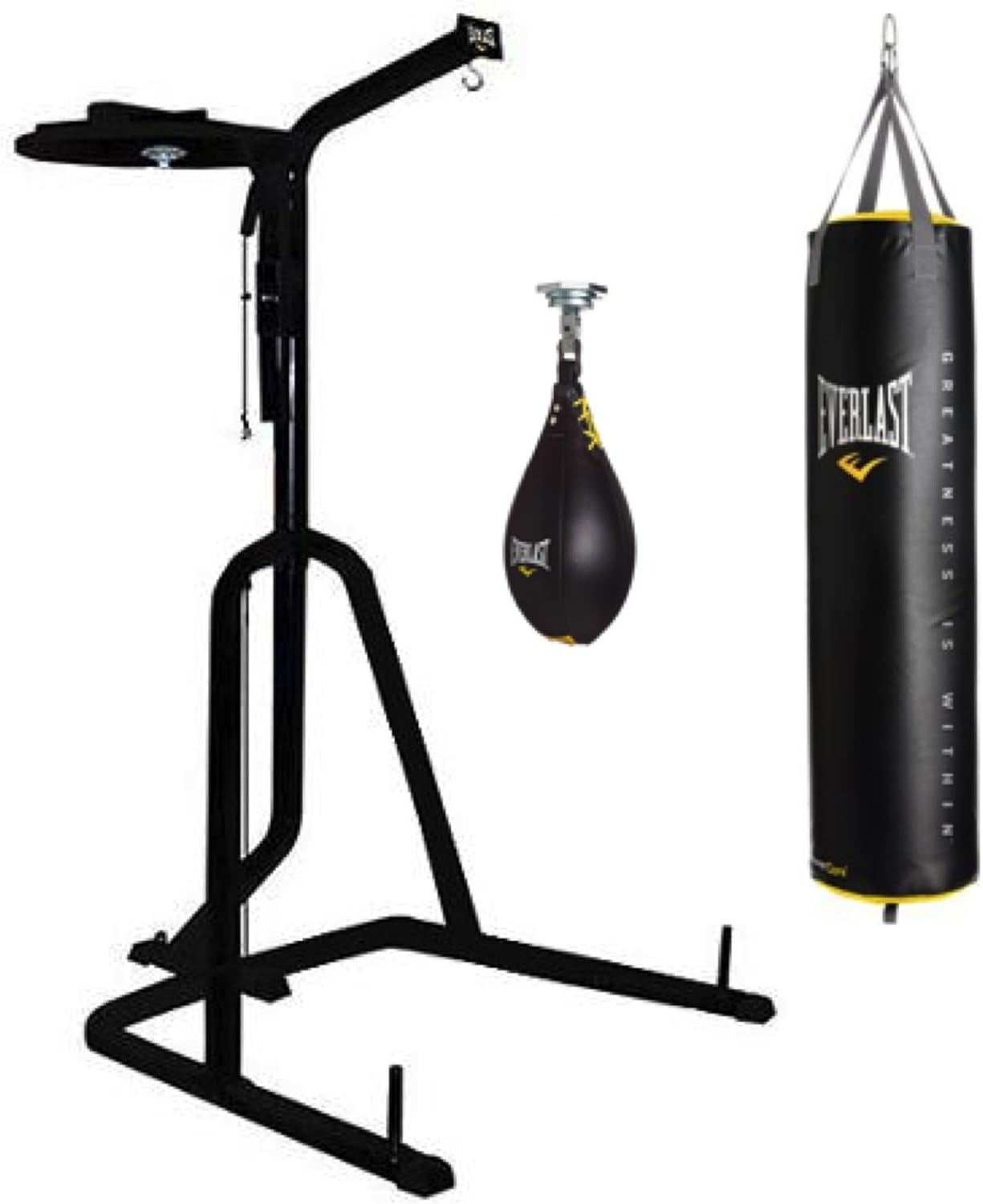 Amazon Everlast 3 ヘビーバッグスタンド、レザースピードバッグ、とパワーコア100lbのバンドル。Nevatear