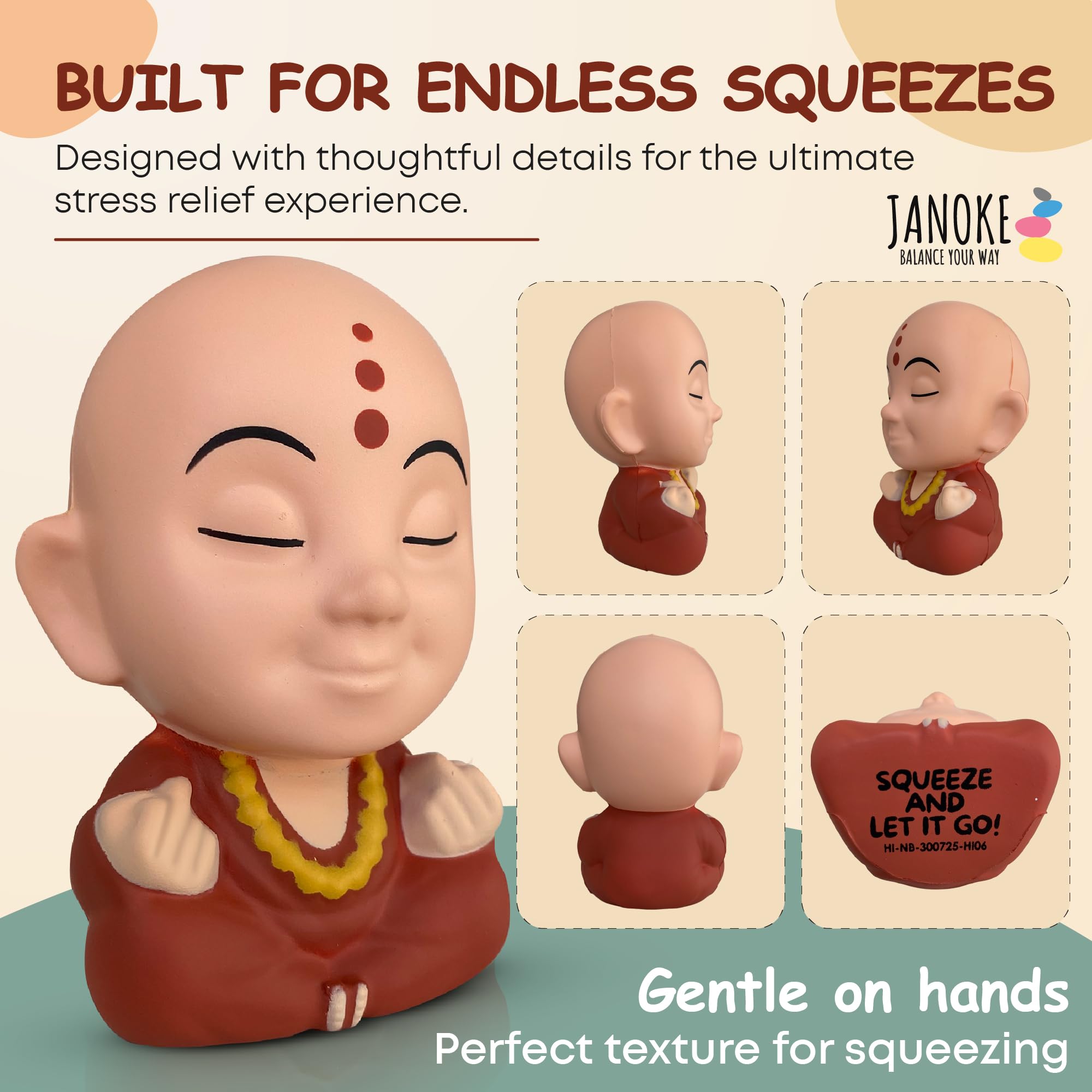 Funny Stress Balls for Adults - Zen Style Squishy Squeeze Toy, Hilarious Gag Gift for Coworkers, Men & Women – Unique Stress Relief Desk Toy