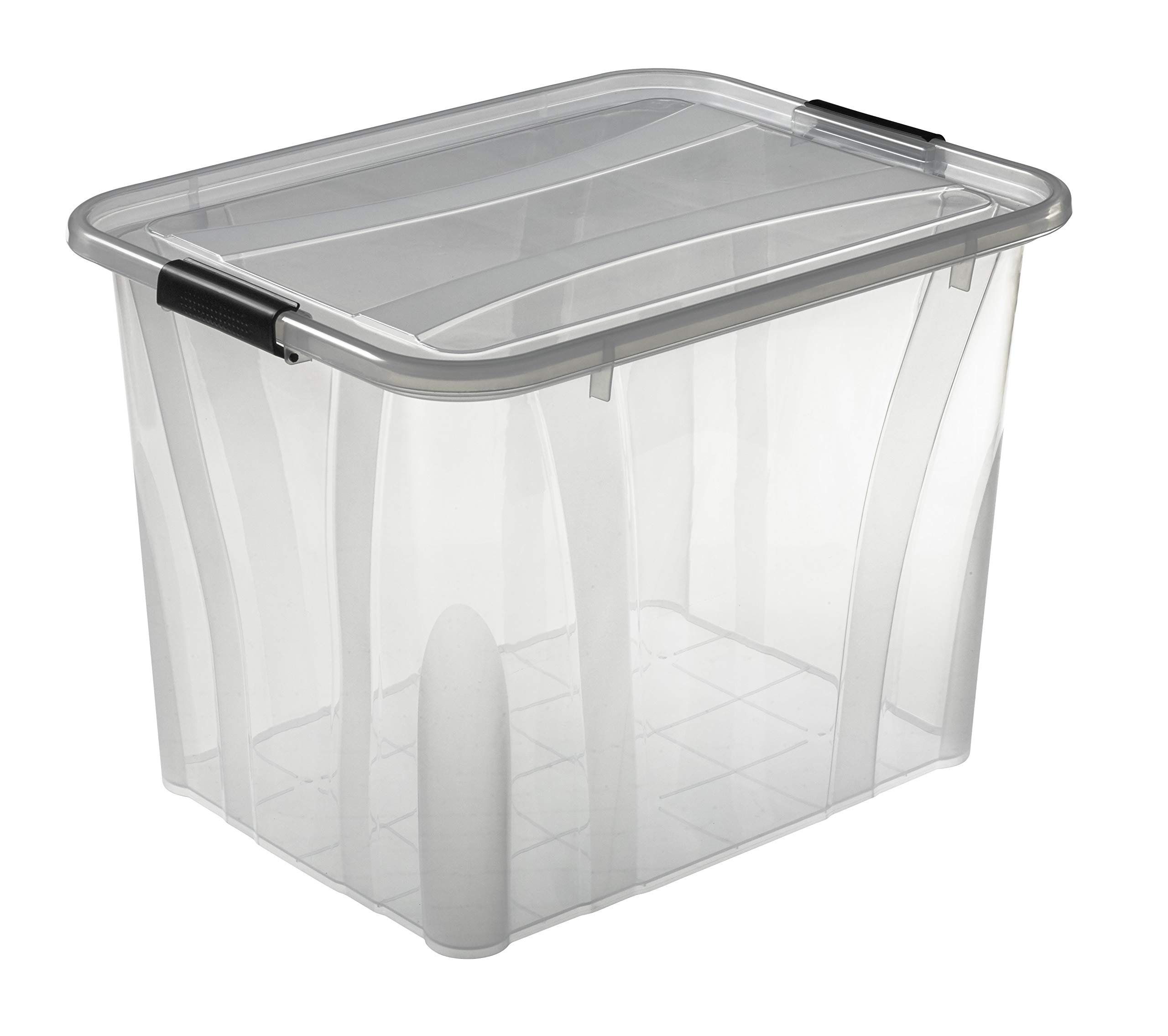 Logiplast 5 Stück Aufbewahrungsbox transparent 55 Liter mit Deckel und Klickverschluss 510 x 385 x 368 mm