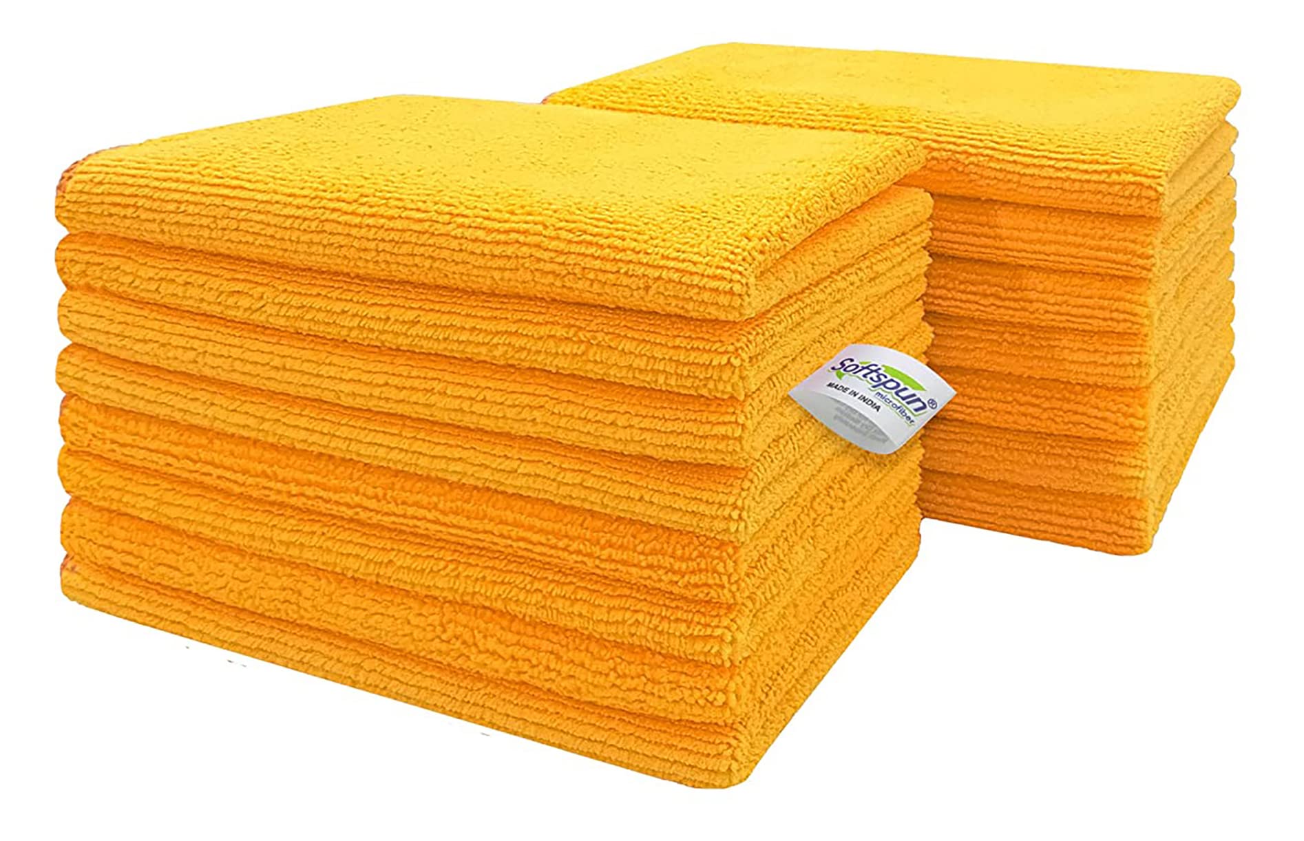 SOFTSPUN Microfiber Small Wipes 20x30 Cms, 15 Piece Towel Set, 340 GSM Orange! Multi-Purpose Super Soft Absorbent Cleaning Towels, Cleans & Polishes Everything in Your Home, Kitchen & Office.
