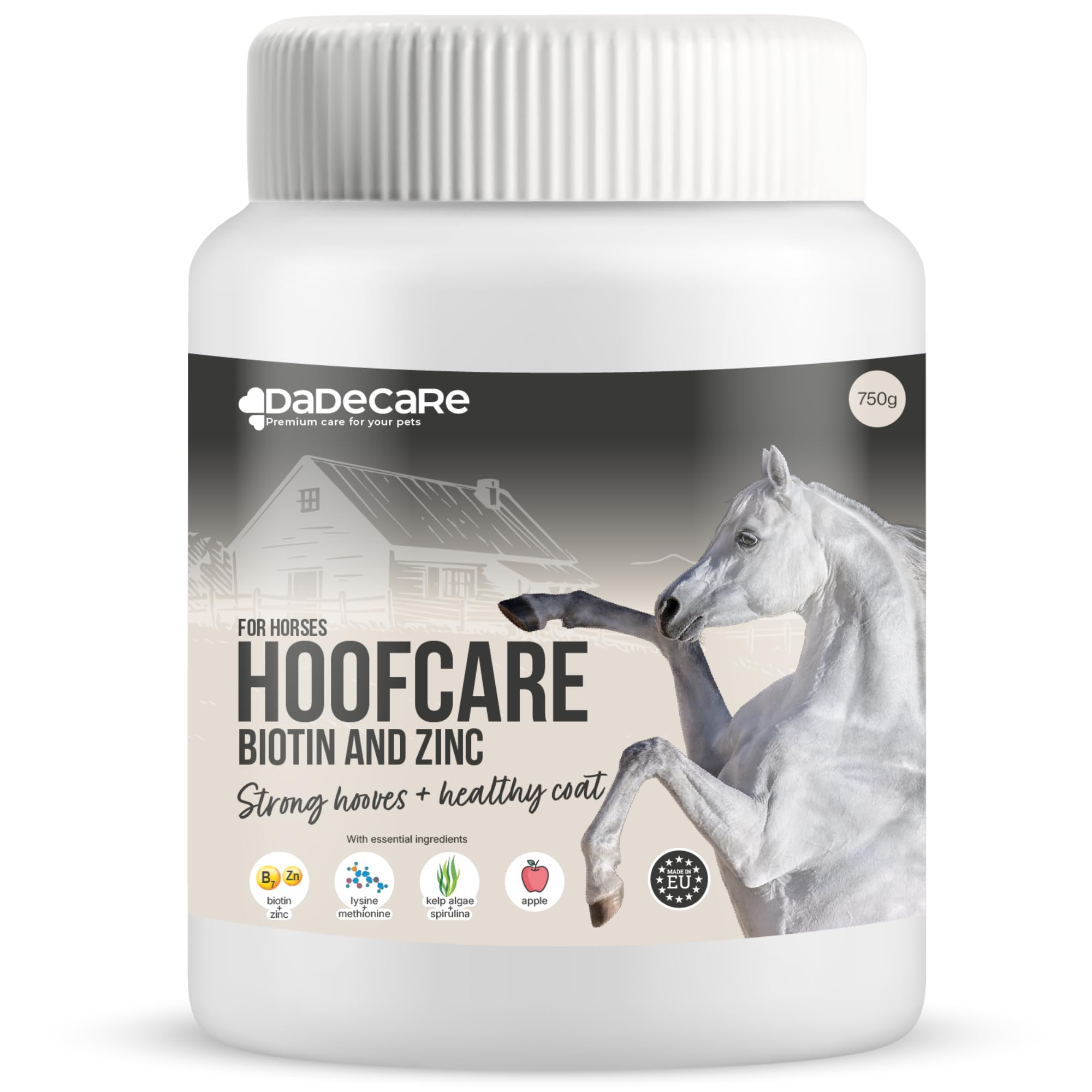 Hoofcare Biotin and Zinc Horse Hoof Supplement 750g - Strong Hoof Growth and Coat Care - Ideal for Brittle Hooves, Moulting and Sport Horses