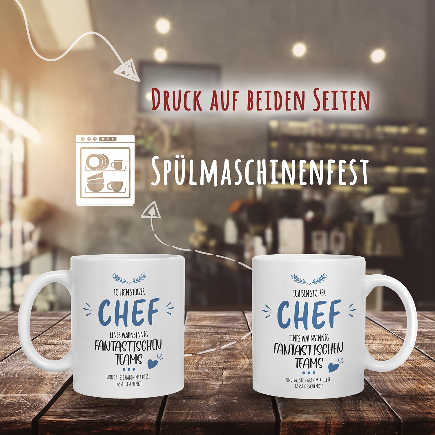Kaffeebecher24 - Tasse Avec Inscription En Allemand « Stolzer Chef D'une équipe Incroyablement Fantastique » - Passe Au Lave-vaisselle - Tasse Amusante - Cadeau Pour Le Chef - Tasse Amusante - Blanc