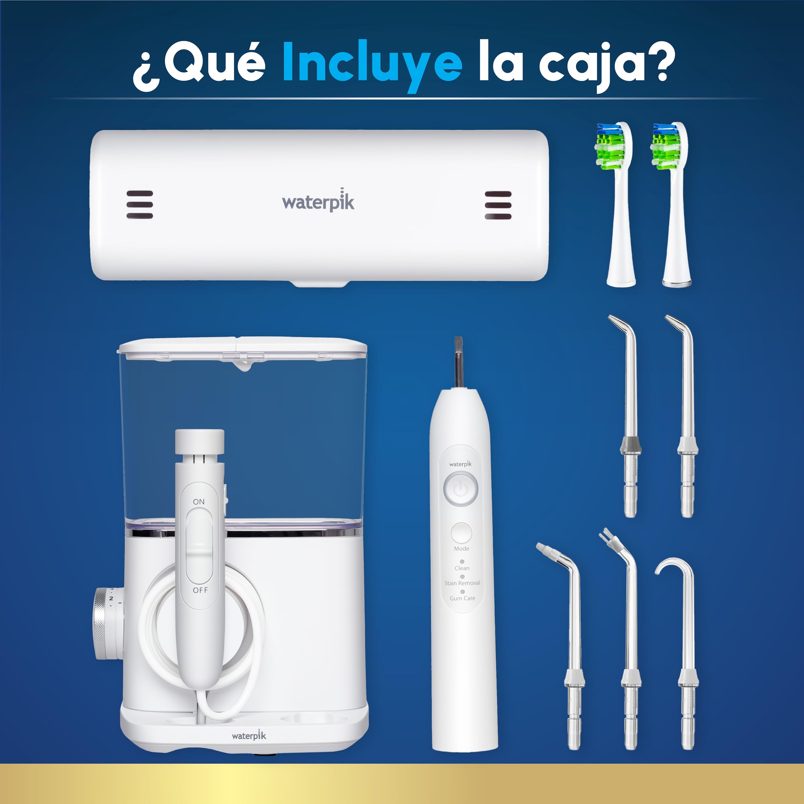 Waterpik Sensonic Complete Care - Juego de hilo dental y cepillo de dientes eléctrico recargable, CC-04, color blanco