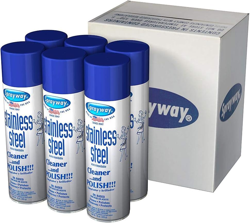 Sprayway SW841 Aerosol Stainless Steel Polish & Cleaner, 15 oz (6 Pack)