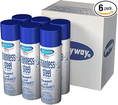 Sprayway SW841 Aerosol Stainless Steel Polish & Cleaner, 15 oz 6 Pack