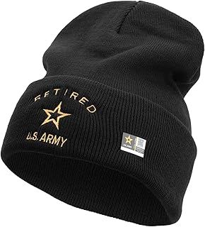 US Army Retired Military Embroidered 12 Inch Long Knitted Beanie