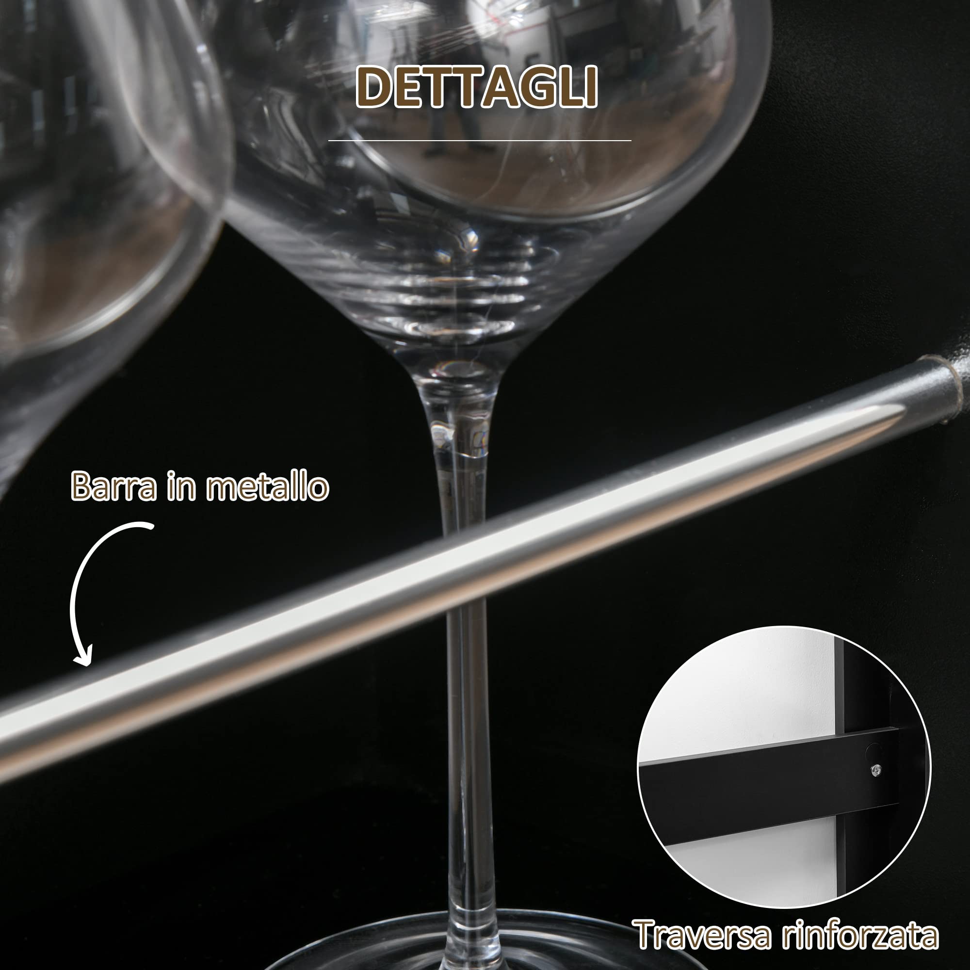 HOMCOM Bancone da Cucina Tavolo Alto con 3 Mensole in Legno, Arredamento Moderno Casa e Bar, 112x57x106cm, Nero