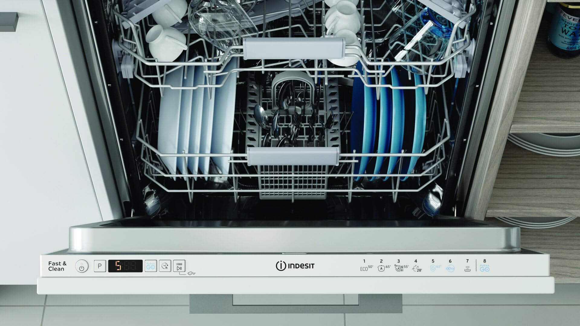 Lavastoviglie A Incasso I3ID534A A Scomparsa Totale, 60 Cm, 14 Coperti, 8 Programmi, 44 dB, Partenza Ritardata, Classe D