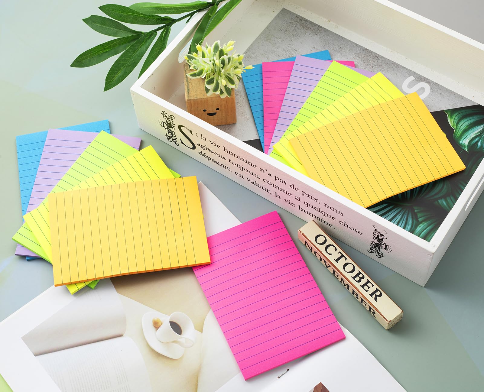 12 Pack Lined Sticky Notes 4x6 in Large Notepads with Lines Ruled Stickies Super Sticking Power Office School — view 6