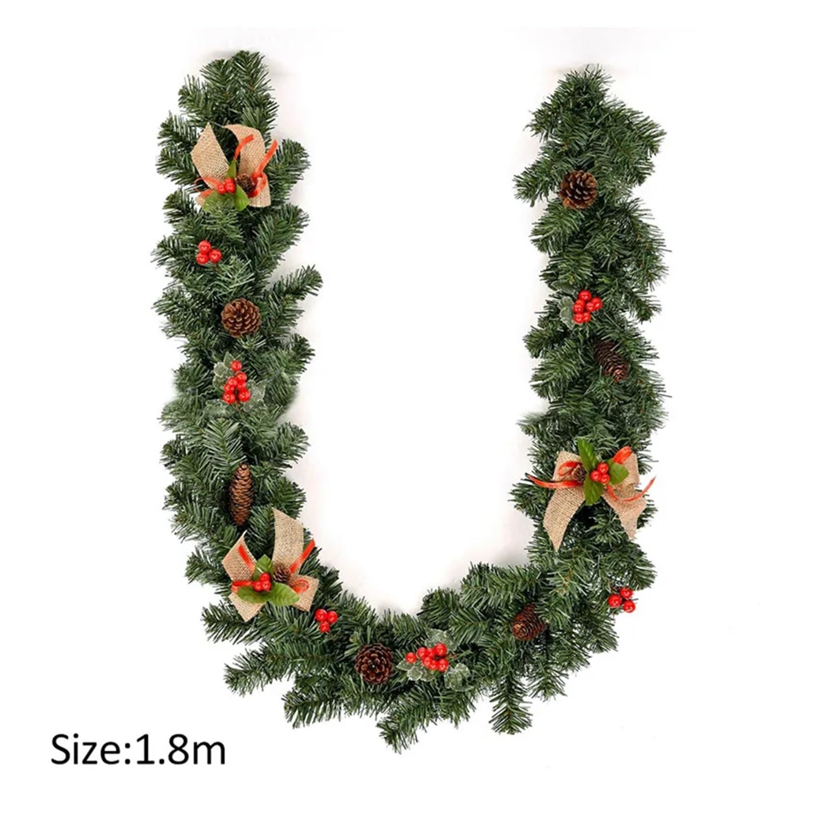 Guirnalda de Navidad Guirnalda navideña de ratán de 1,8 M, Guirnalda Decorativa de Navidad, árbol de Navidad Artificial, Pancarta de ratán, decoración Colgante, Corona de Fiesta