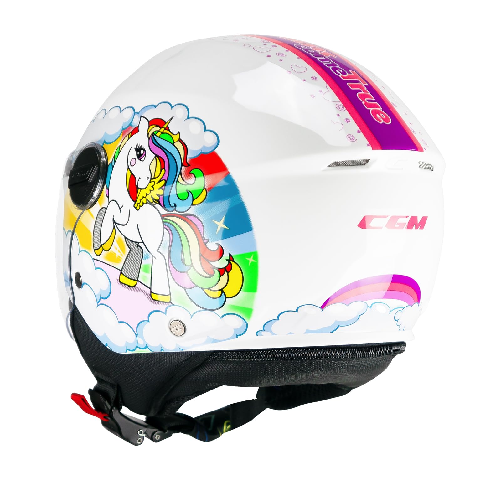 CGM Casco open face young, 261D MINI DREAMS Bianco Fucsia Celeste, YXL (53-54cm)