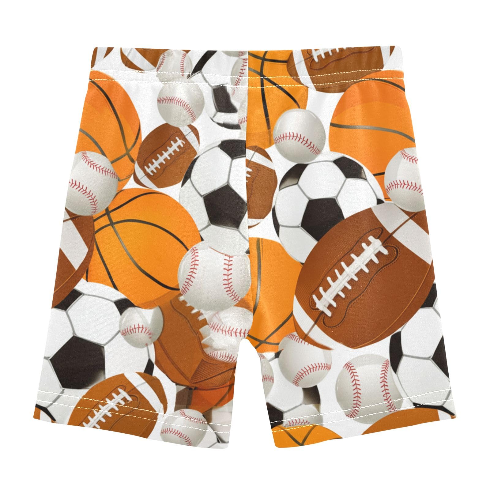 CHIFIGNO Cool Footballs Basketballs Girls' Cartwheel Shorts Under Dress Bike Shorts Breathable Dance Short Clothes for Kids Size 8