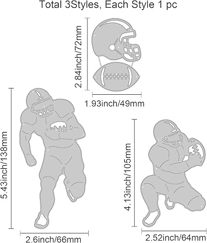 Miniatura 2 de GLOBLELAND Troqueles de corte de rugby para hacer tarjetas, troqueles de corte de fútbol para manualidades, álbumes de recortes, diario, papel de
