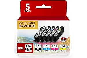 Compatible PGI-280XXL/CLI-281XXL for Canon 280/281 XXL Ink Cartridges 5-Pack