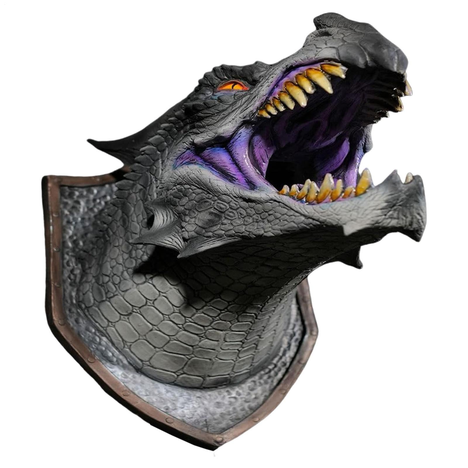 Testa di drago da parete | Scultura di testa 3D con luci a LED