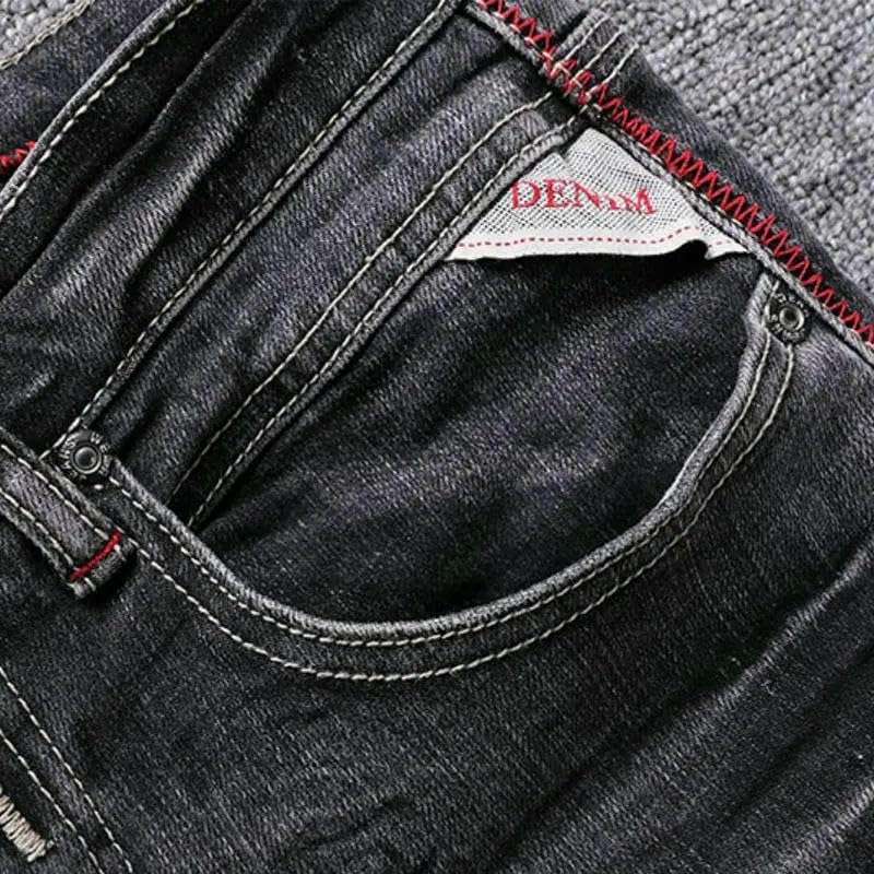 Streetwear Mens Jeans Retro Black Elastic Slim Ripped Jeans Men Trousers Vintage Casual Stretch Denim Pants3