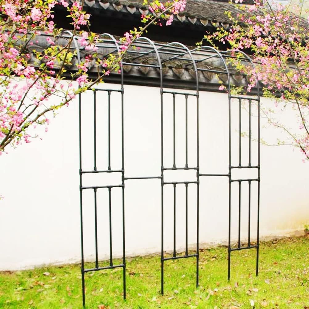 2,4 m weißer Gartenbogen, Metallrohr, Rosenspalier, Kletterpflanzen-Unterstützung, Blumenbogen, Rahmen, Outdoor-Dekoration, langlebig und stilvoll, perfekt für Hochzeiten und Veranstaltungen, 220 x