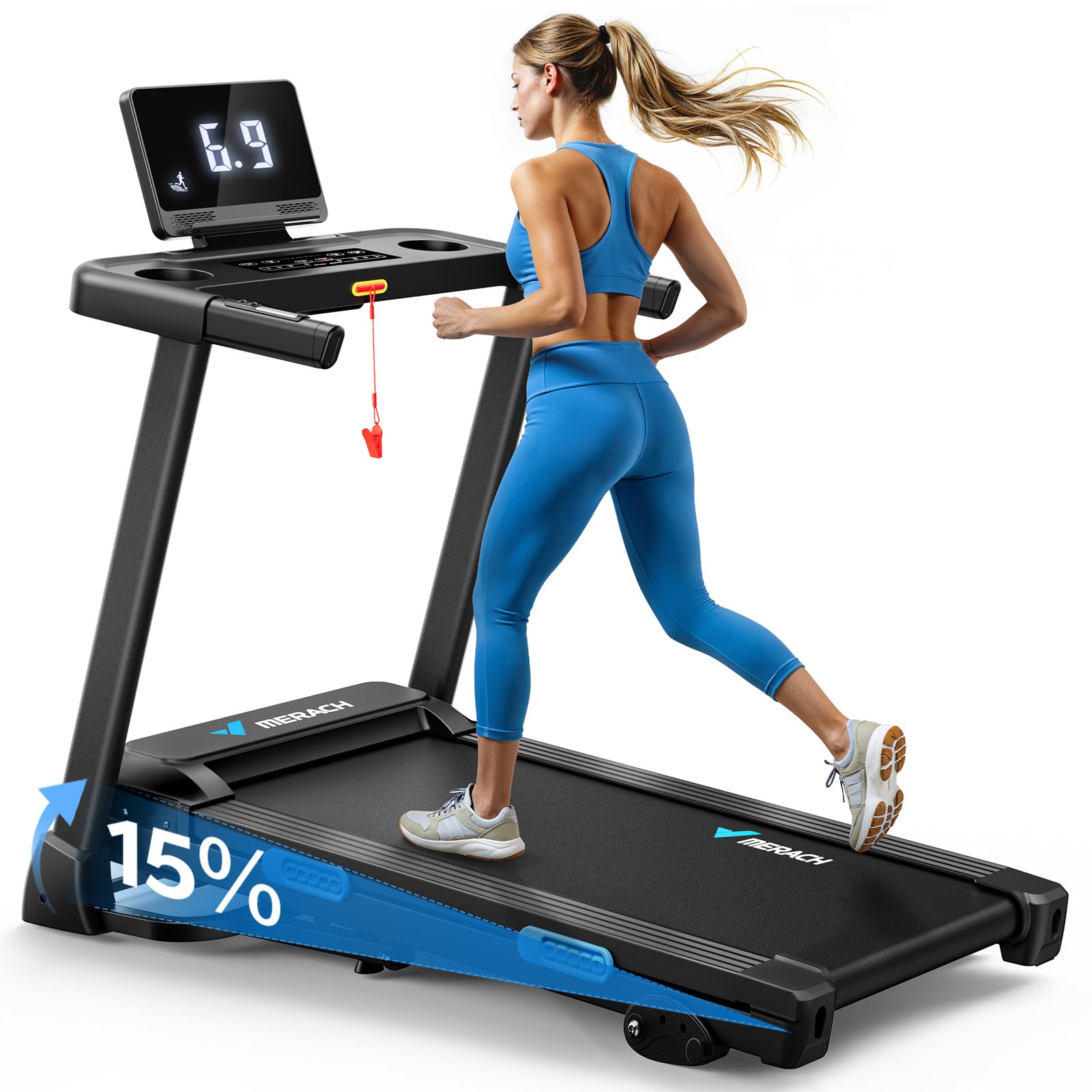MERACH Foldable Treadmill with Incline, Treadmills for Home for Heavy People, 0.8-12 km/H Walking Pad Treadmill for Home & Office, Save Space, LED Display & Fitness AppRecycled Claim Standard 100