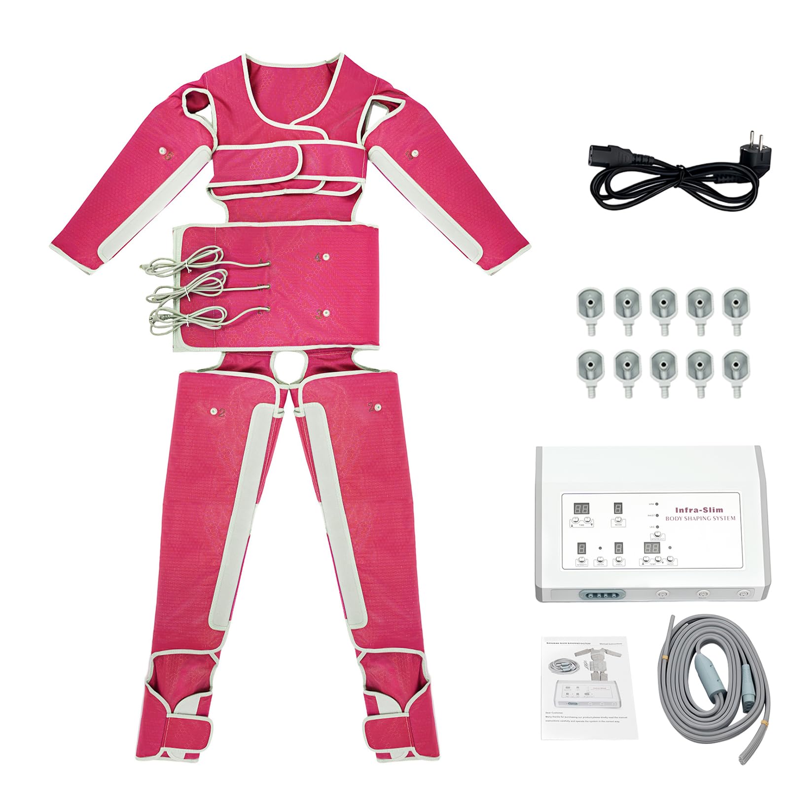 Macchina per drenaggio linfatico, costume da massaggio completo con 7 livelli di intensità di massaggio, calore a infrarossi e massaggio alla pressione dell'aria, massaggiatore per gambe e piedi, vita