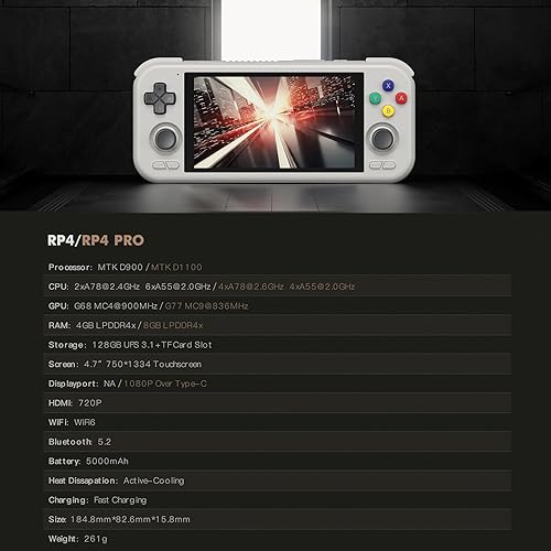 Miniatura 7 de Retroid Pocket Consola de mano de juegos retro 44Pro, consola de juegos retro Android Consola de múltiples emuladores, pantalla de mano de 4.7