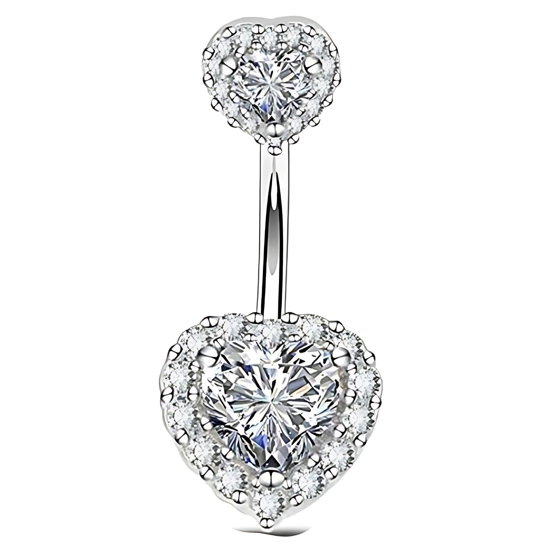 No-Tarnish No-Rusting Platinum Plated 'Romantic Reverie' Crystal Heart Charm Belly Button Navel Ring for Women and Girls (BB0198) 1 Pc-image-5