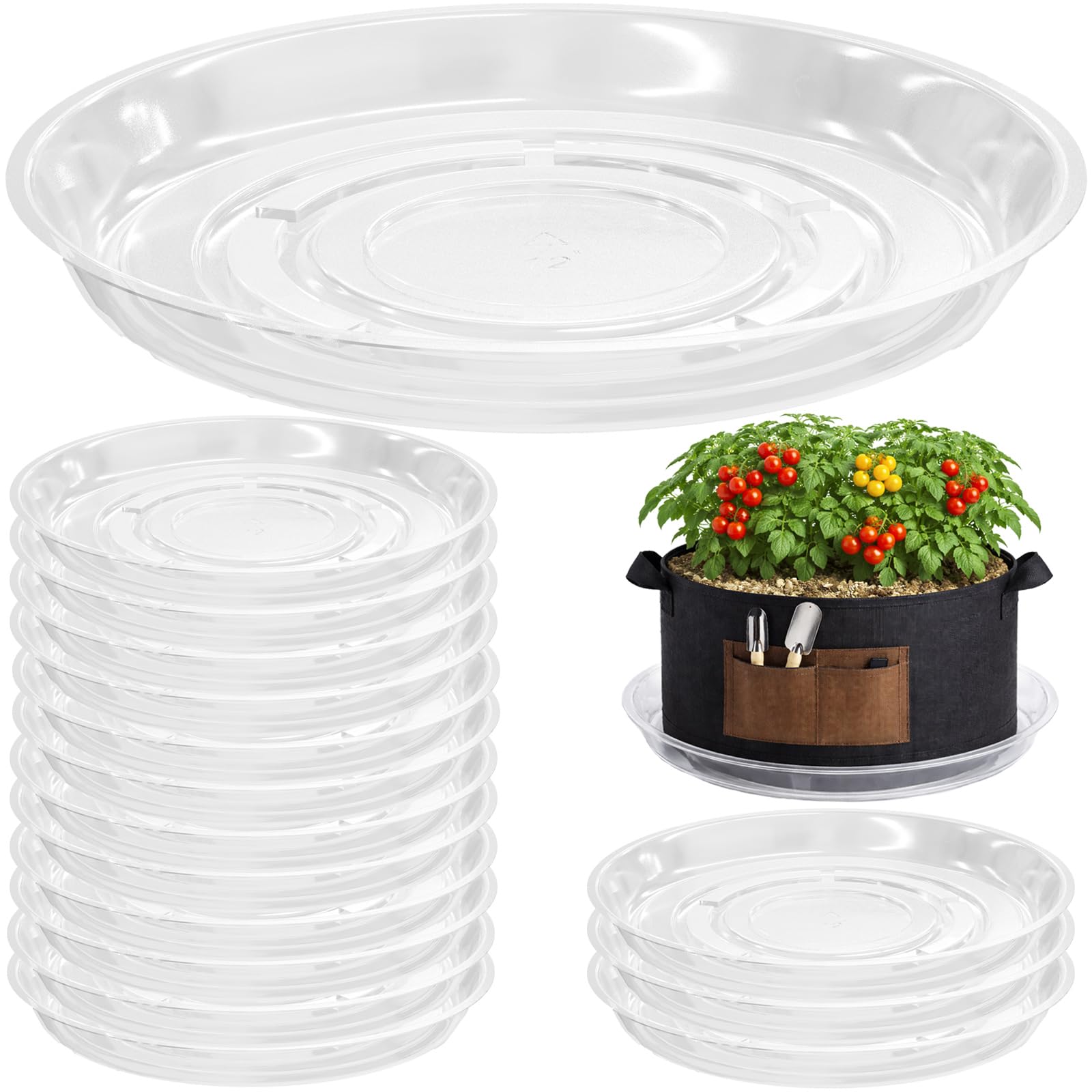 30 Packungen 50,8 cm transparente Pflanzen-Untersetzer für drinnen und draußen, robuste Kunststoff-Pflanzschalen für Pflanzgefäß, Blumentopf, Tropfschalen zum Auffangen von Wasser, Großpackung 10,2