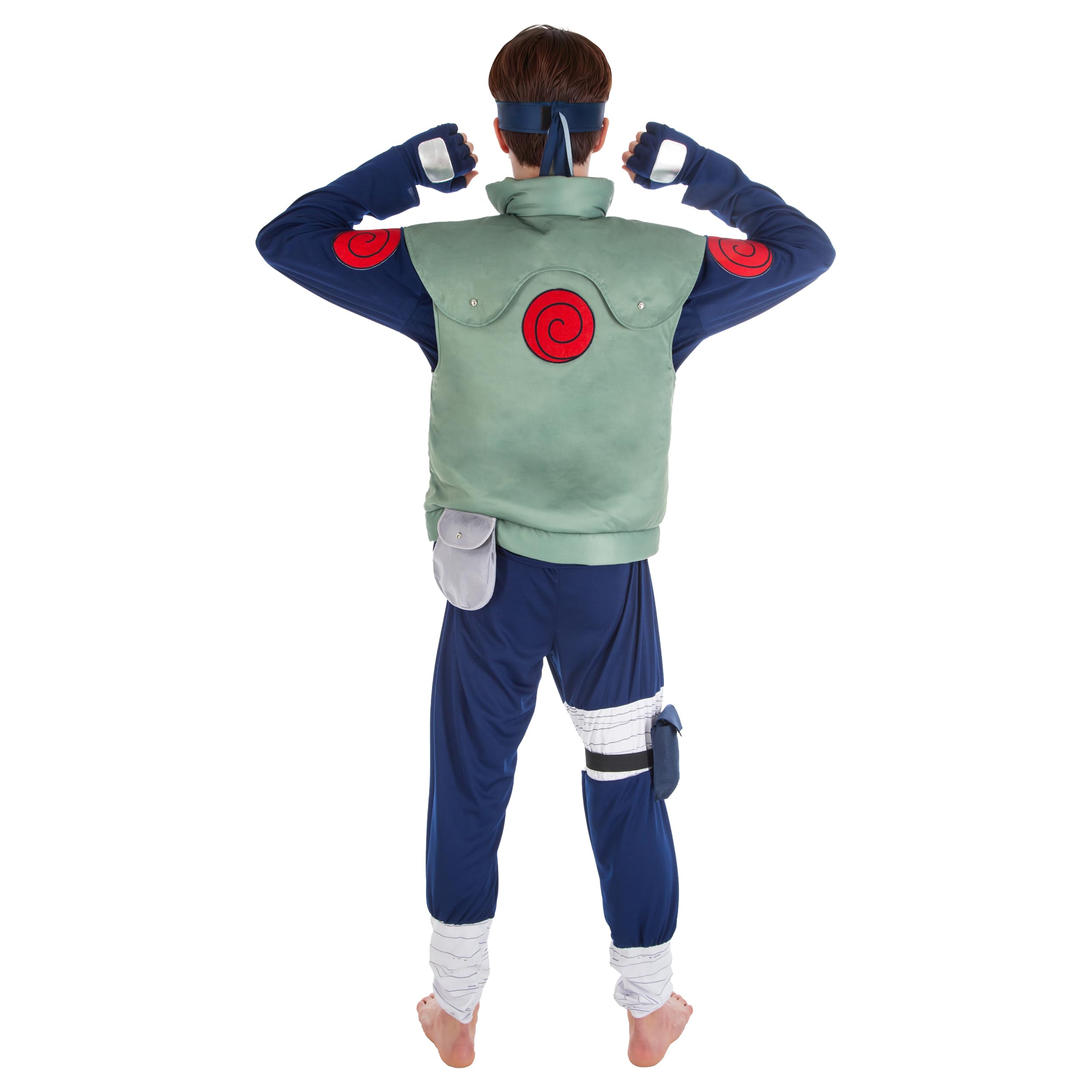 Chaks - kostium Kakashi Hatake, strój cosplayowy z anime | Oficjalny kostium Naruto, 8-częściowy zestaw z kamizelką, spodniami, maską i opaską na czoło na karnawał