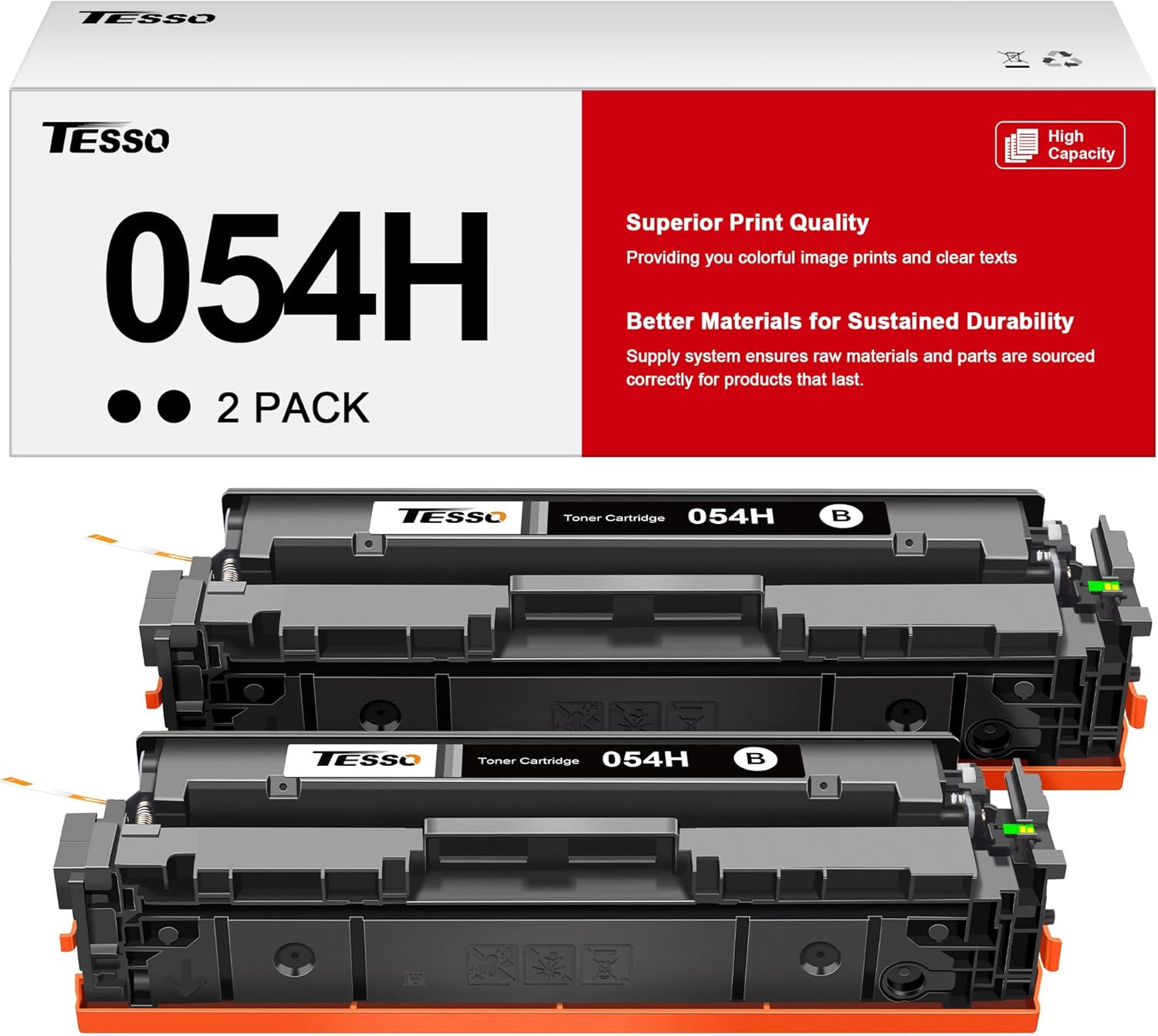 054H Black Toner Cartridge: Compatible with Canon MF642Cdw Toner Cartridges Replacement for Canon 054 Black Toner Cartridge MF644Cdw MF641Cdw LBP622Cdw Ink | High Yield 054 054H Black Toner（2 Black）